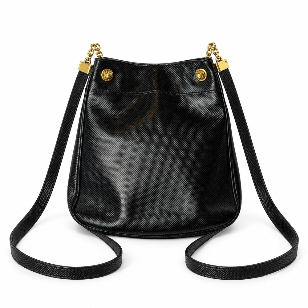 Bottega Veneta Vintage Marco Polo Bucket Bag Black Retro Luxury Shoulder Bag